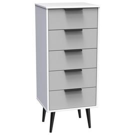 Livara Bergen 5 Drawer Tallboy - Grey & White