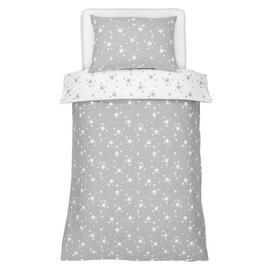 Argos Home Grey Brushed Cotton Star Bedding Set - Single