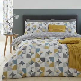 Catherine Lansfield Ochre Retro Circles Bedding Set - Double
