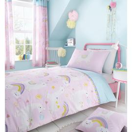 Catherine Lansfield Llama-corn Easy Care Single Duvet Set Pink Best Price and Cheapest