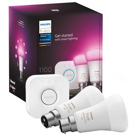 Philips Hue Smart LED Colour B22 Bulbs & Bridge Starter Kit