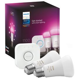 Philips Hue Smart LED Colour E27 Bulbs & Bridge Starter Kit