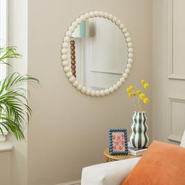 Habitat White Beaded Round Wall Mirror - 70x70cm