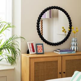 Habitat Black Beaded Round Wall Mirror - 70x70cm