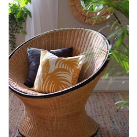 Habitat Global Cotton Print Cushion - Yellow & White-43x43cm