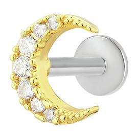 With Bling Gold Coloured Moon Stack Ear Stud