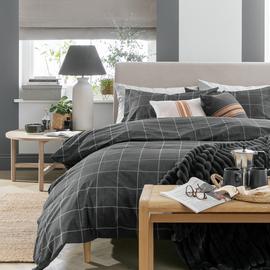 Habitat Grid Check Grey Bedding Set