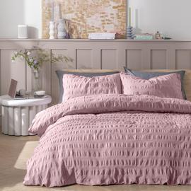 Habitat Seersucker Wide Stripe Lilac Bedding Set