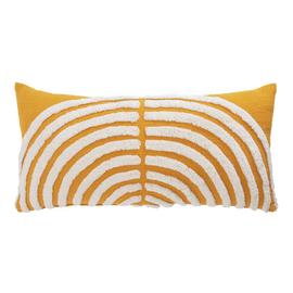 Habitat Geo Tufted Cushion - Yellow & White - 60x30cm