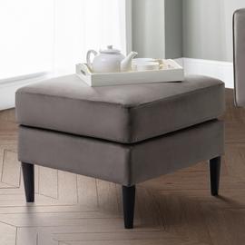 Julian Bowen Hayward Velvet Ottoman Footstool - Grey