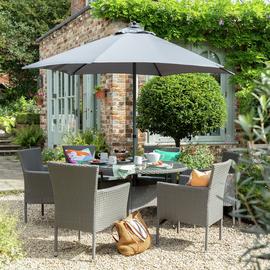 Argos Home 6 Seater Rattan Effect Patio Set - Grey