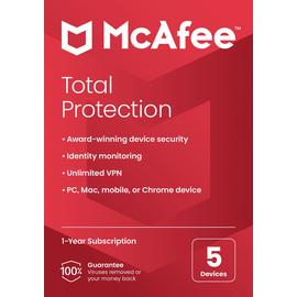 McAfee Total Protection 1 Year, 5 Device - Auto Renewal