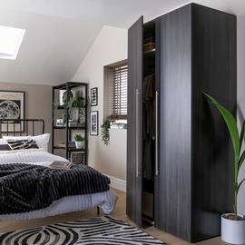 Habitat Atlas 2 Door Wardrobe - Black & Brown