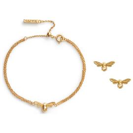 Olivia Burton Gold Plated Bee Bracelet and Stud Earrings Set