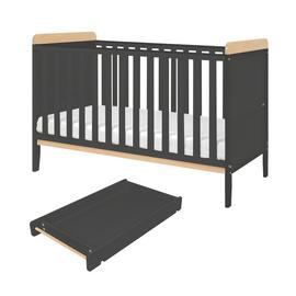Tutti Bambini Rio Cot Bed, Top Changer & Mattress -Slate Oak