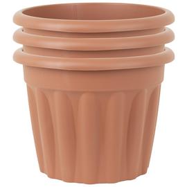 Wham 40cm Round Vista Plastic Planter - Set of 3, Terracotta