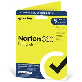 NORTON 360 Deluxe 5 Device, 1 year auto-renew subscription
