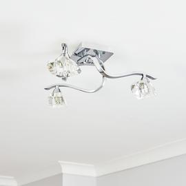 BHS Scorpio Glass Flush Ceiling Light - Silver