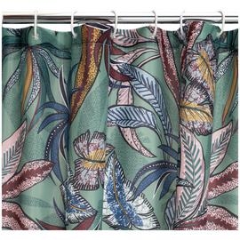 Habitat Leaf Print Shower Curtain - Multicoloured