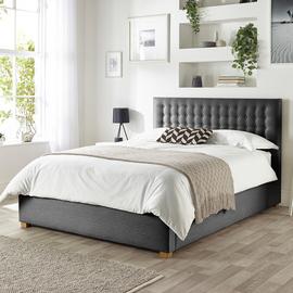CL Opulence Twill Double Ottoman Bedframe Charcoal
