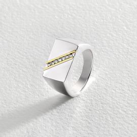Revere Men's Gold Plated Silver Cubic Zirconia ring