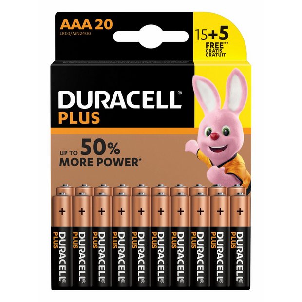 Buy Duracell Plus Power Alkaline AAA BatteriesPack of 15+5 Free at