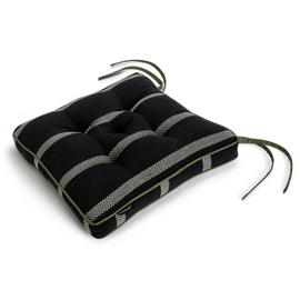 Habitat Woven Stripe Pack of 2 Seat Cushion - Black