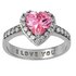 Moon & Back Sterling Silver Pink CZ 'I Love You' Ring