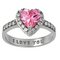 Moon & Back Sterling Silver Pink CZ 'I Love You' Ring