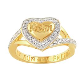 Moon & Back 9ct Gold Plated Silver 'My Mum, My Friend' Ring