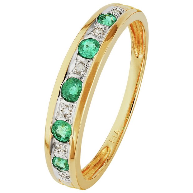 Buy 9ct Gold Emerald and Diamond Half Eternity Ring at Argos.co.uk
