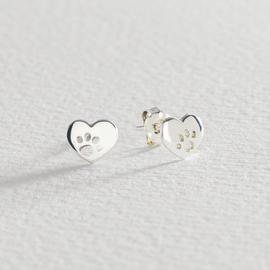Revere Sterling Silver Heart Cut Out Paw Stud Earrings
