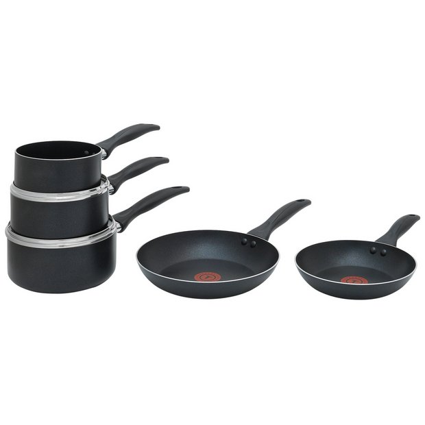 Tefal Essential 5 Piece Non Stick Aluminium Pan Set Black