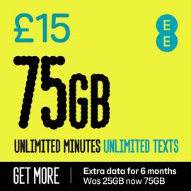 EE Extra Data 75GB Pay As You Go SIM Card