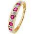Revere 9ct Yellow Gold Ruby & Diamond Accent Eternity Ring