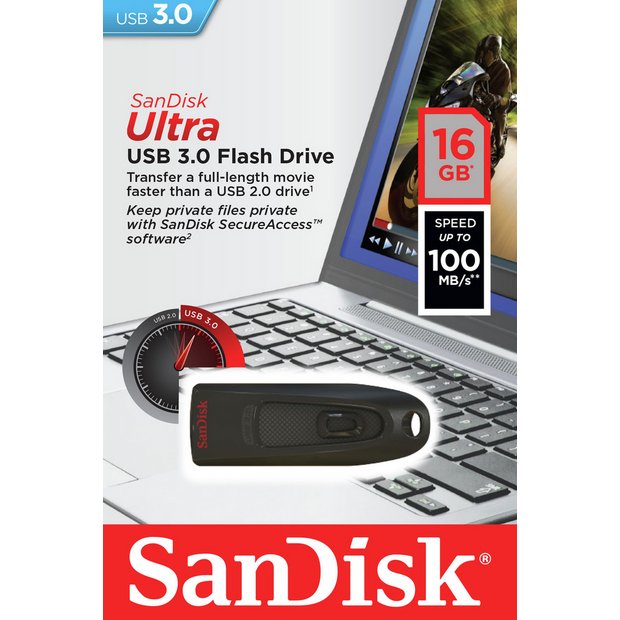 Buy SanDisk Ultra 100 MB/s USB 3.0 Flash Drive 16GB at Argos.co.uk