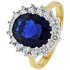 Revere 9ct Gold Plated Silver Blue Sapphire CZ Cluster Ring