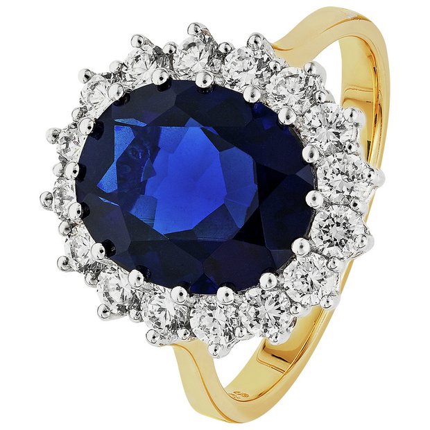 Buy 9ct Gold Plated Silver Blue Sapphire CZ Cluster Ring at Argos.co.uk