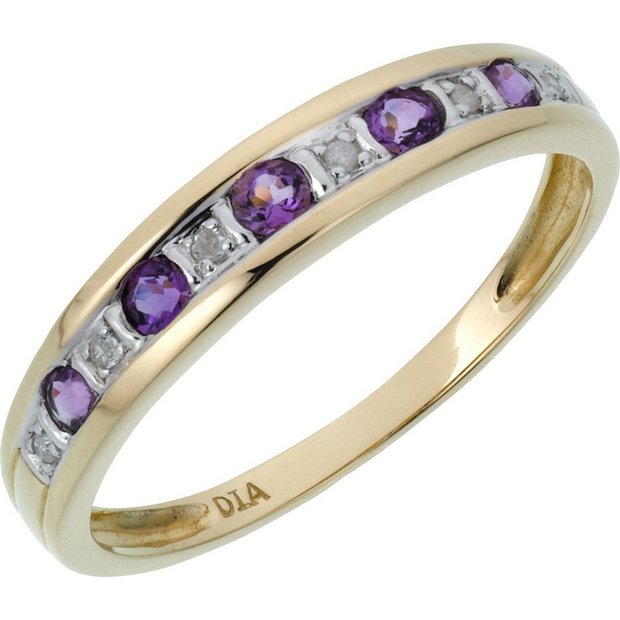 Buy 9ct Gold Amethyst and Diamond Half Eternity Ring at Argos.co.uk