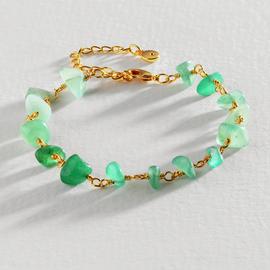 Revere Yellow Gold Plated Green Aventurine Stone Bracelet