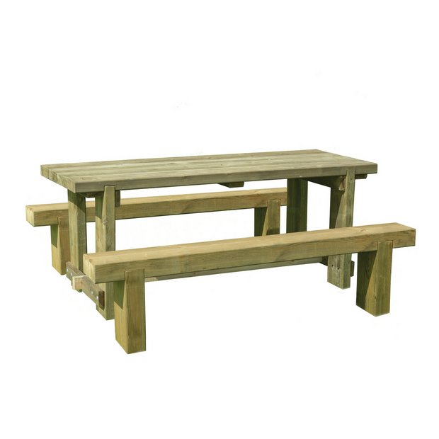 Buy Forest Garden Sleeper Benches And Table Set 1 8m Patio Sets Argos