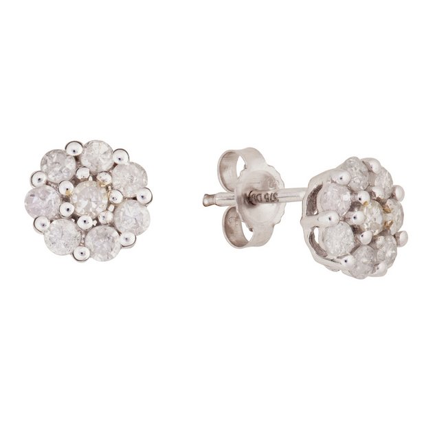 Buy 9ct White Gold 0.50ct tw Diamond Cluster Earrings at Argos.co.uk