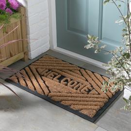 Argos Home Welcome Natural & Black Short Pile Doormat