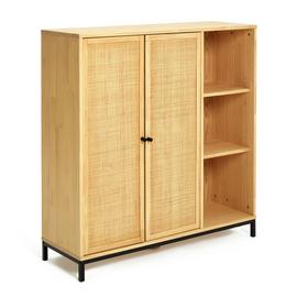 Habitat Elaina Wide Rattan Bookcase - Pine