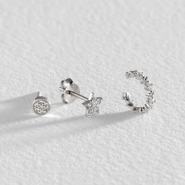 Revere Sterling Silver Cubic Zirconia Earrings - Set of 3