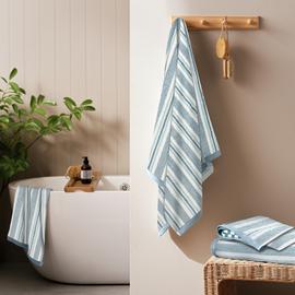 Habitat Coastal Stripe 4 Piece Towel Bale - Blue & White