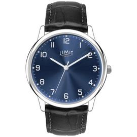 Limit Men's Black Faux Leather Strap Watch