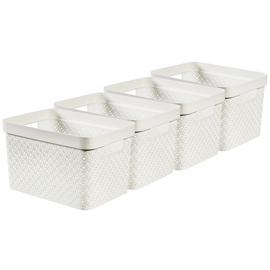 Curver Terrazzo 4 x 17L Storage Basket - White