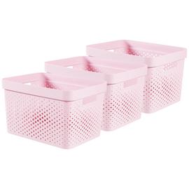 Curver Infinity Dots 3 x 17L Recycled Storage Basket - Pink
