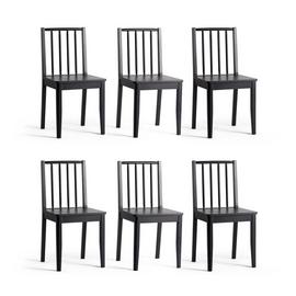 Habitat 6 Nel Solid Wood Spindle Chairs - Black